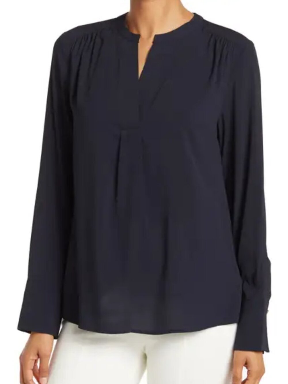 Calvin Klein - Navy V-Neck Blouse - Large - EUC